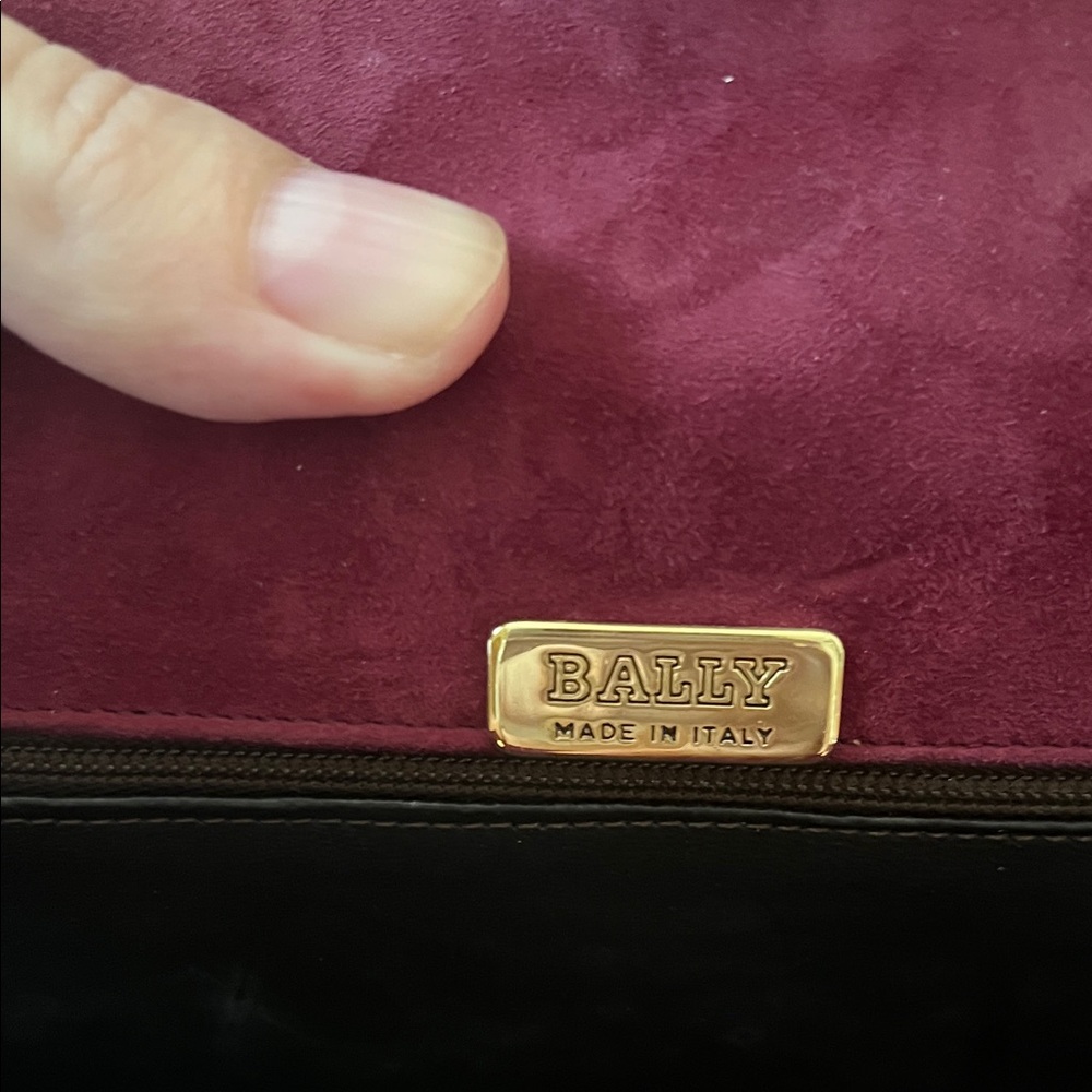 Bally Burgundy and Navy Geometric Shoulder Bag - Picture 2 of 10